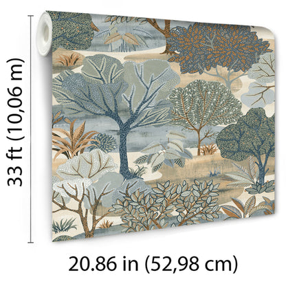 Veer Decor Allure Forest Blue Wallpaper Nature Transitional Blue  Wallpaper - 8249-AE3