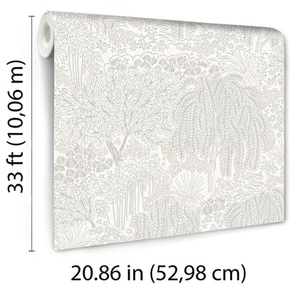 Veer Decor Willow Whisper White Wallpaper Nature Transitional White  Wallpaper - 8249-AF1