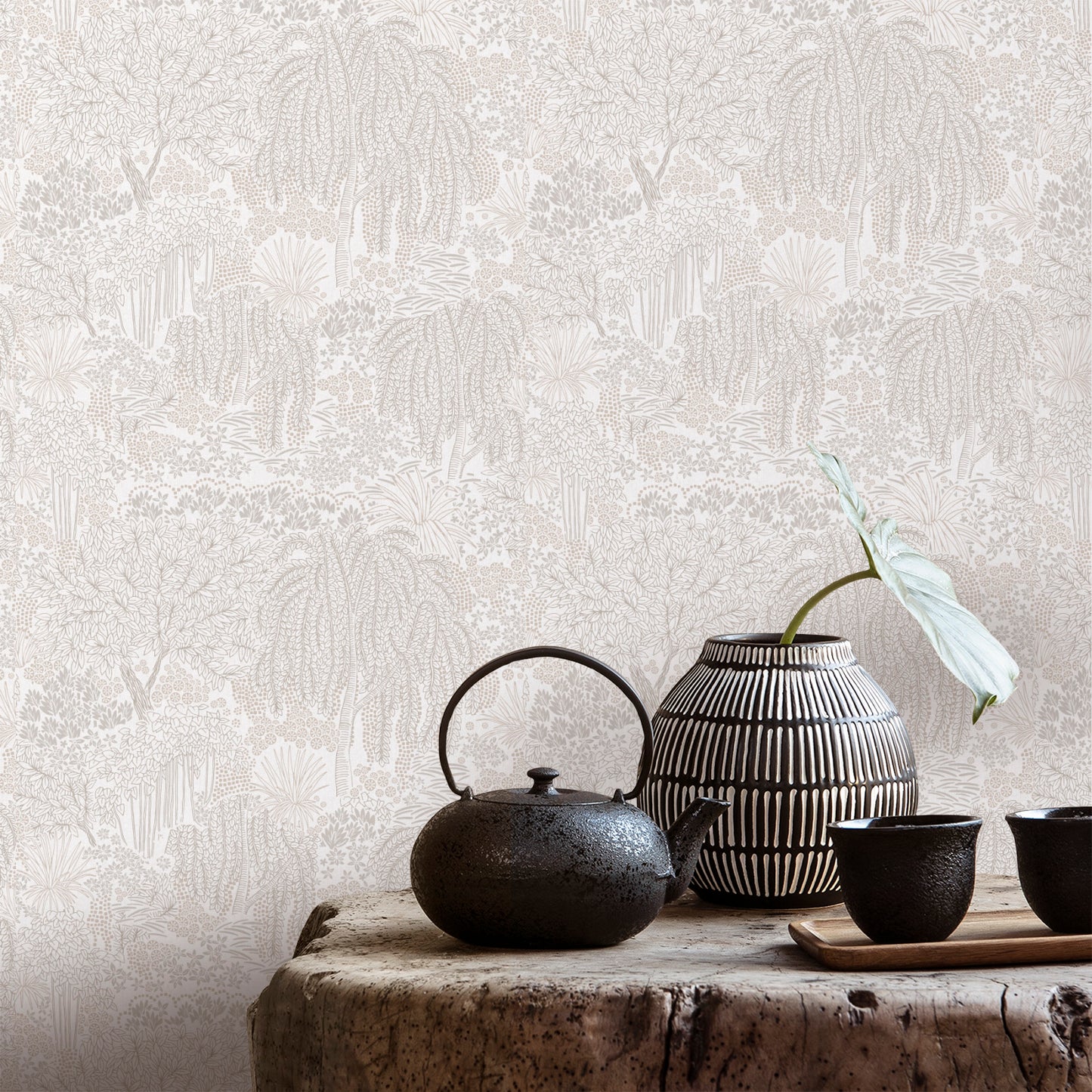 Veer Decor Willow Whisper White Wallpaper Nature Transitional White  Wallpaper - 8249-AF1