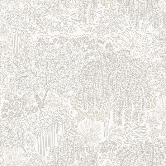 Veer Decor Willow Whisper White Wallpaper Nature Transitional White  Wallpaper - 8249-AF1