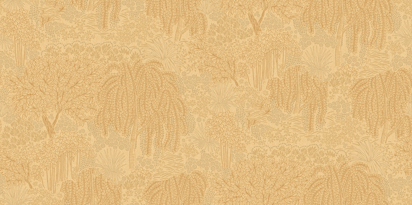 Yellow textured wallpaper with a subtle embossed pattern.