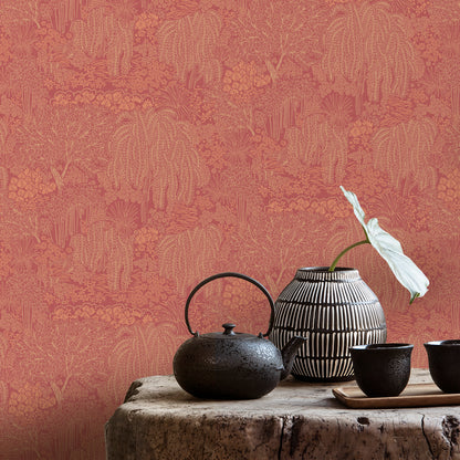 Veer Decor Willow Whisper Wine Wallpaper Nature Transitional Red  Wallpaper - 8249-AF4
