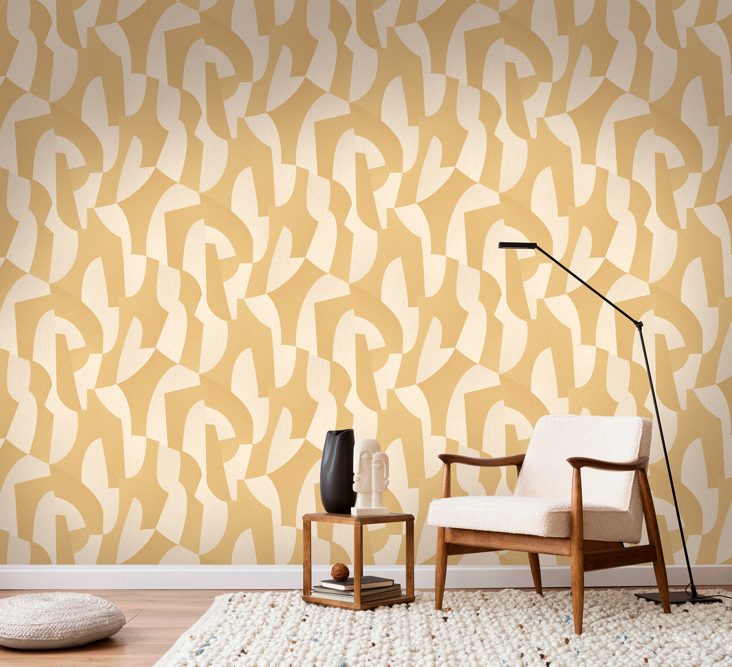 Veer Decor Sculpted Motion Corn Wallpaper Abstract Contemporary/Modern Yellow  Wallpaper - 8249-AG2