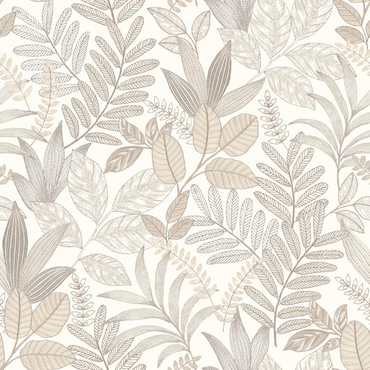 Veer Decor Allure Foliage White Wallpaper Nature Contemporary/Modern White  Wallpaper - 8249-AI1