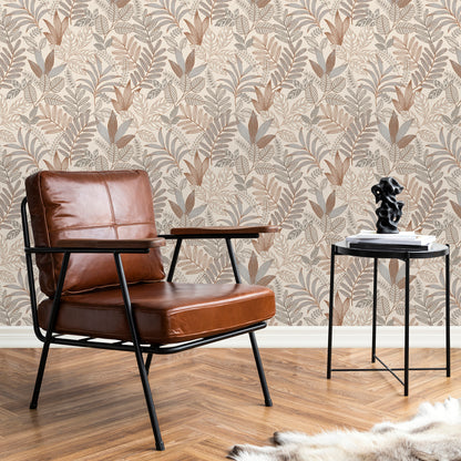 Veer Decor Allure Foliage Taupe Wallpaper Nature Contemporary/Modern Taupe  Wallpaper - 8249-AI3