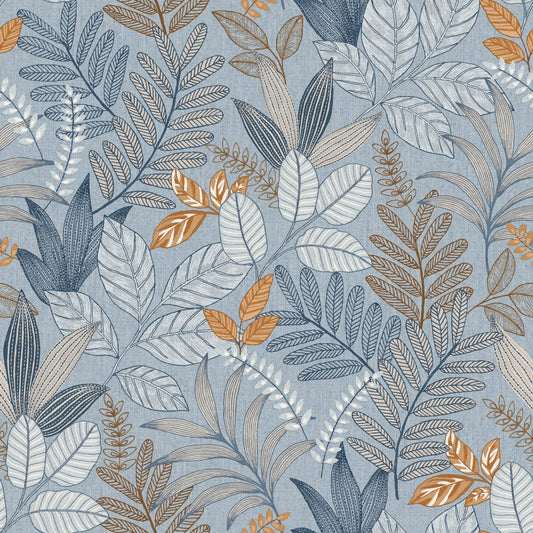 Veer Decor Allure Foliage Blue Wallpaper Nature Contemporary/Modern Blue  Wallpaper - 8249-AI4