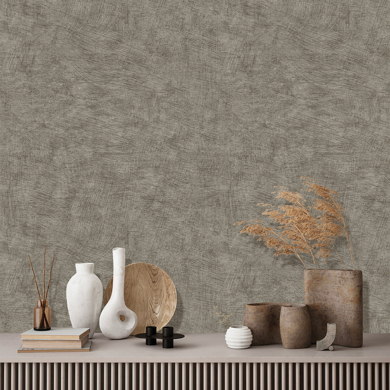 Veer Decor Pampas Plain Brushed Texture Antracite Wallpaper Abstract Modern, Contemporary, Traditional Gray  Wallpaper - 8250-AA12