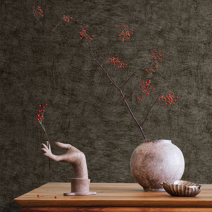 Veer Decor Pampas Plain Brushed Texture Black Wallpaper Abstract Modern, Contemporary, Traditional Black  Wallpaper - 8250-AA13