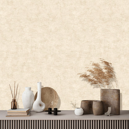 Veer Decor Pampas Plain Brushed Texture Light Beige Wallpaper Abstract Modern, Contemporary, Traditional Tan  Wallpaper - 8250-AA4