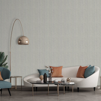 Textured wallpaper in soft blue and beige with vertical rope striation pattern, non‑woven, elegant and versatile for coastal, contemporary or transitional interiors