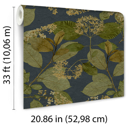 Veer Decor Castanum Bloom Midnight Blue Wallpaper Floral Transitional, Traditional Navy  Wallpaper - 8250-AC4
