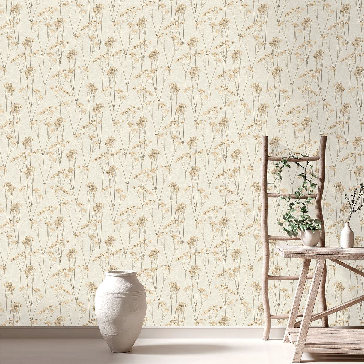 Veer Decor Spry Flower Cream Wallpaper Floral Transitional, Traditional Cream  Wallpaper - 8250-AD1
