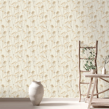 Veer Decor Spry Flower Cream Wallpaper Floral Transitional, Traditional Cream  Wallpaper - 8250-AD1