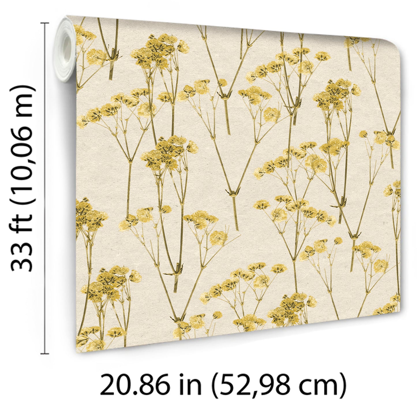 Veer Decor Spry Flower Sunset Yellow Wallpaper Floral Transitional, Traditional Yellow  Wallpaper - 8250-AD3
