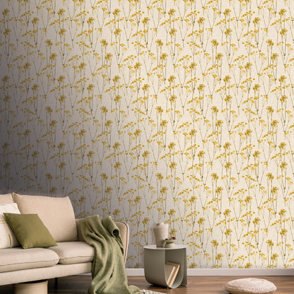 Veer Decor Spry Flower Sunset Yellow Wallpaper Floral Transitional, Traditional Yellow  Wallpaper - 8250-AD3