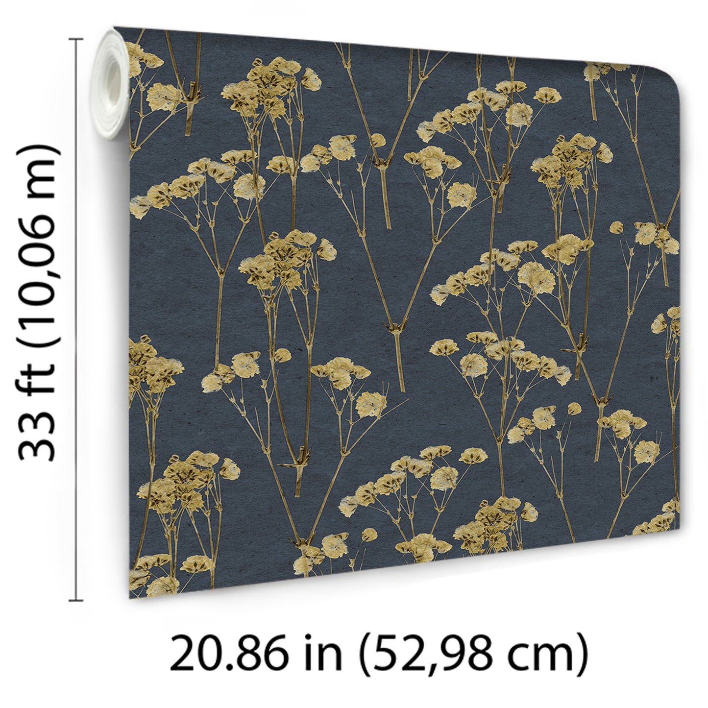 Veer Decor Spry Flower Midnight Navy Wallpaper Floral Transitional, Traditional Navy  Wallpaper - 8250-AD4