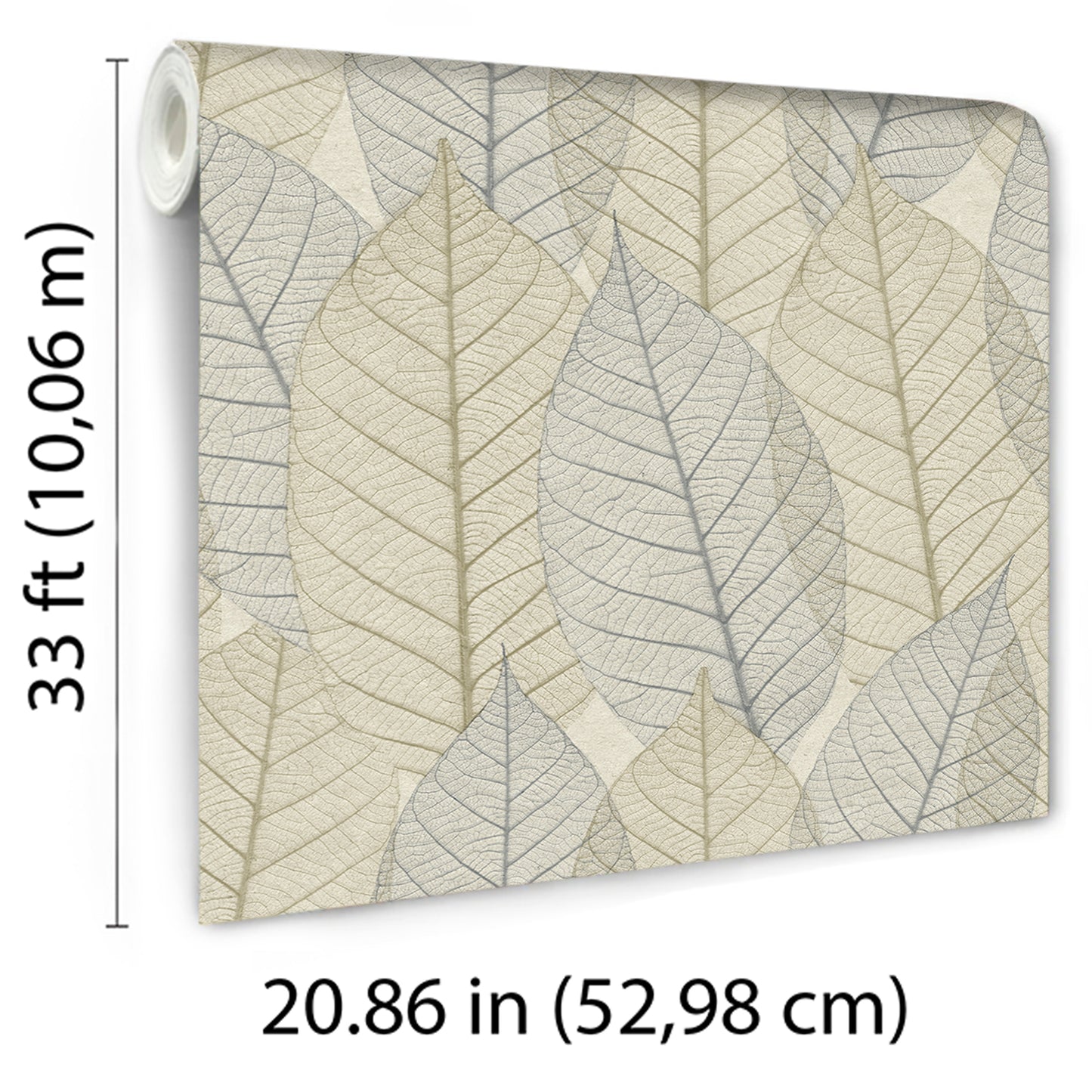 Veer Decor Leaf Lace Blue Beige Wallpaper Nature Transitional, Traditional Blue  Wallpaper - 8250-AE2