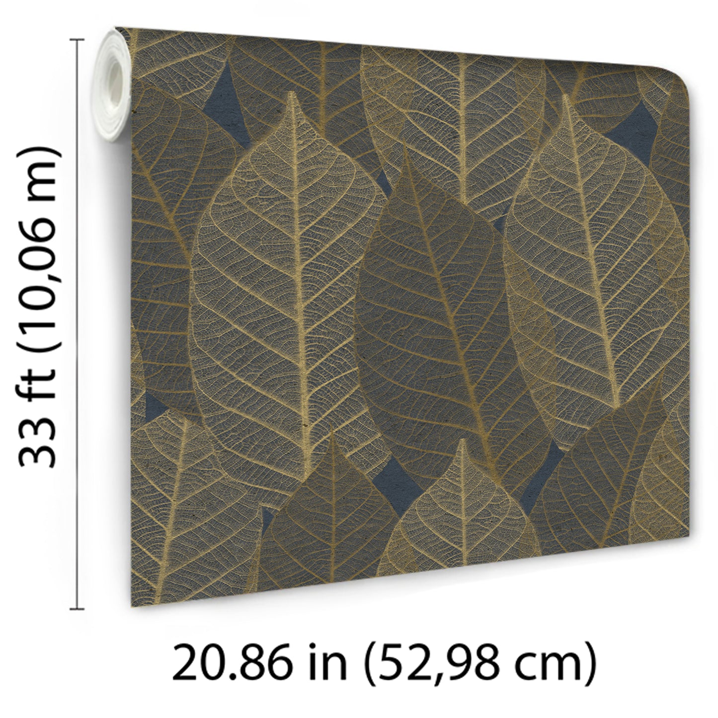 Veer Decor Leaf Lace Midnight Blue Wallpaper Nature Transitional, Traditional Navy  Wallpaper - 8250-AE3