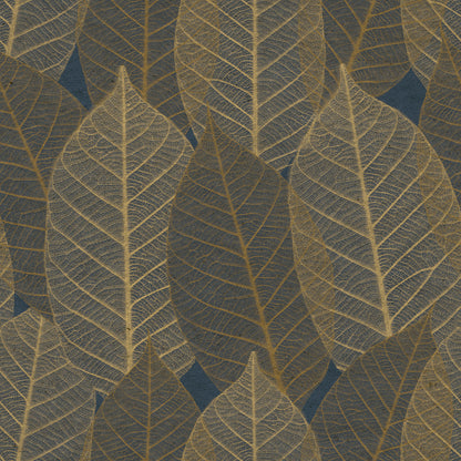 Veer Decor Leaf Lace Midnight Blue Wallpaper Nature Transitional, Traditional Navy  Wallpaper - 8250-AE3