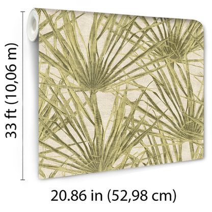 Veer Decor Palm Dusty Yellow Wallpaper Tropical Transitional, Traditional Yellow  Wallpaper - 8250-AF2
