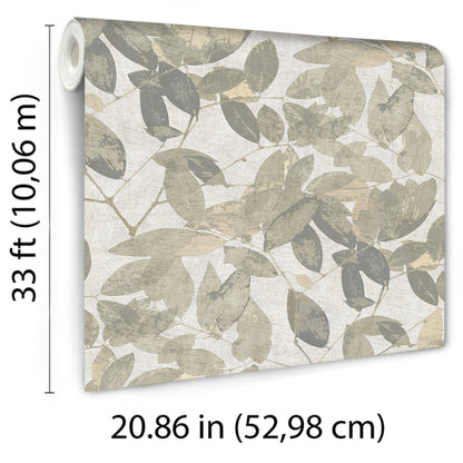 Veer Decor Beech Leaves Cream Wallpaper Nature Transitional, Traditional Cream  Wallpaper - 8250-AG1