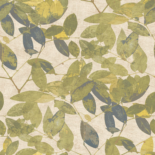 Veer Decor Beech Leaves Golden Green Wallpaper Nature Transitional, Traditional Green  Wallpaper - 8250-AG3