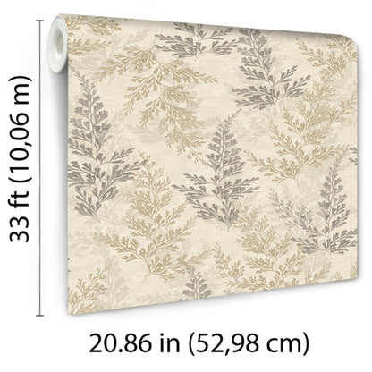 Veer Decor Wild Herbs Warm Beige Wallpaper Nature Transitional, Traditional Beige  Wallpaper - 8250-AH1