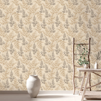 Veer Decor Wild Herbs Warm Beige Wallpaper Nature Transitional, Traditional Beige  Wallpaper - 8250-AH1