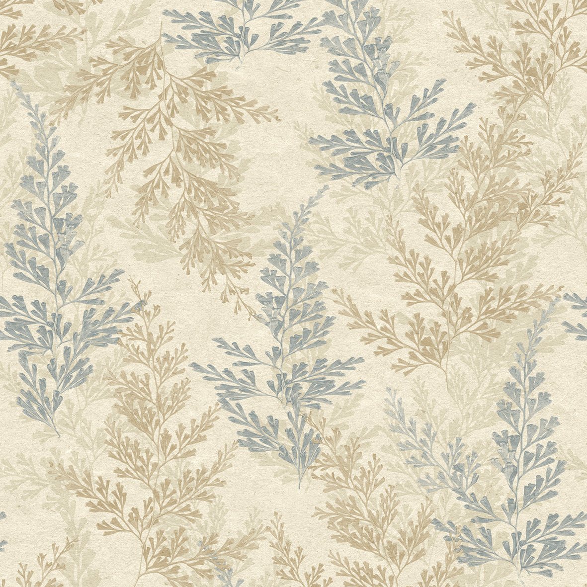 Veer Decor Wild Herbs Blue Beige Wallpaper Nature Transitional, Traditional Blue  Wallpaper - 8250-AH2