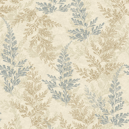 Veer Decor Wild Herbs Blue Beige Wallpaper Nature Transitional, Traditional Blue  Wallpaper - 8250-AH2