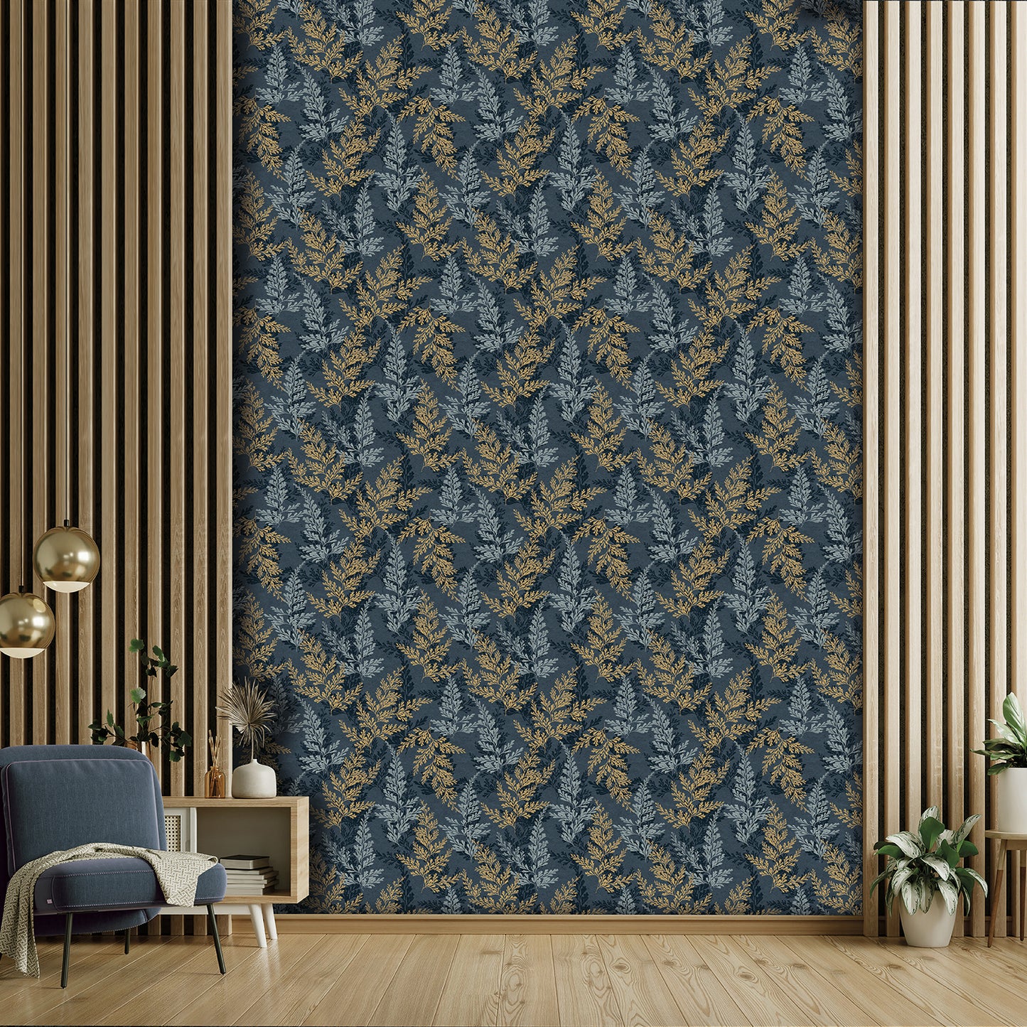 Veer Decor Wild Herbs Midnight Blue Wallpaper Nature Transitional, Traditional Navy  Wallpaper - 8250-AH4