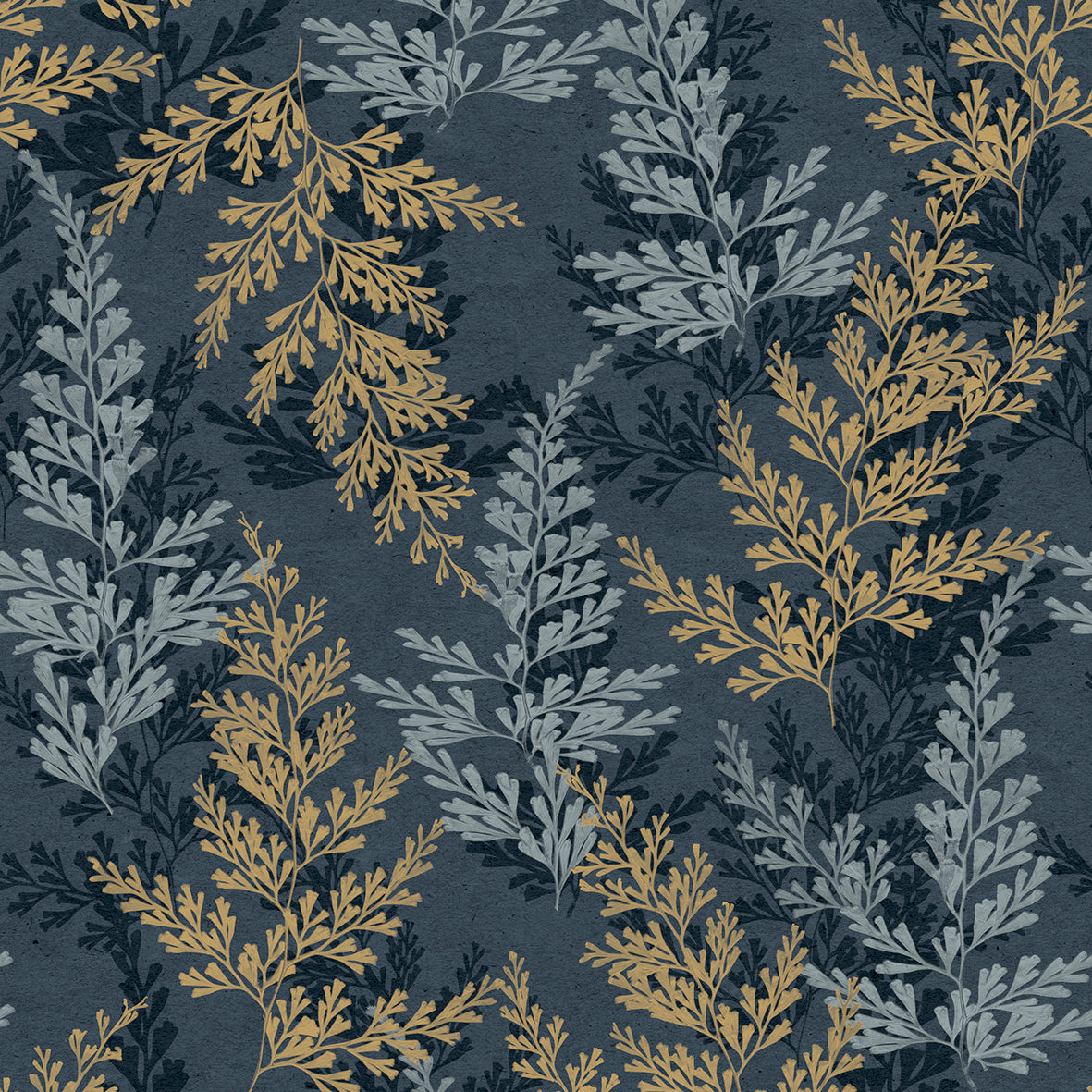 Veer Decor Wild Herbs Midnight Blue Wallpaper Nature Transitional, Traditional Navy  Wallpaper - 8250-AH4