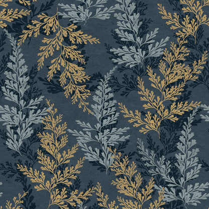 Veer Decor Wild Herbs Midnight Blue Wallpaper Nature Transitional, Traditional Navy  Wallpaper - 8250-AH4