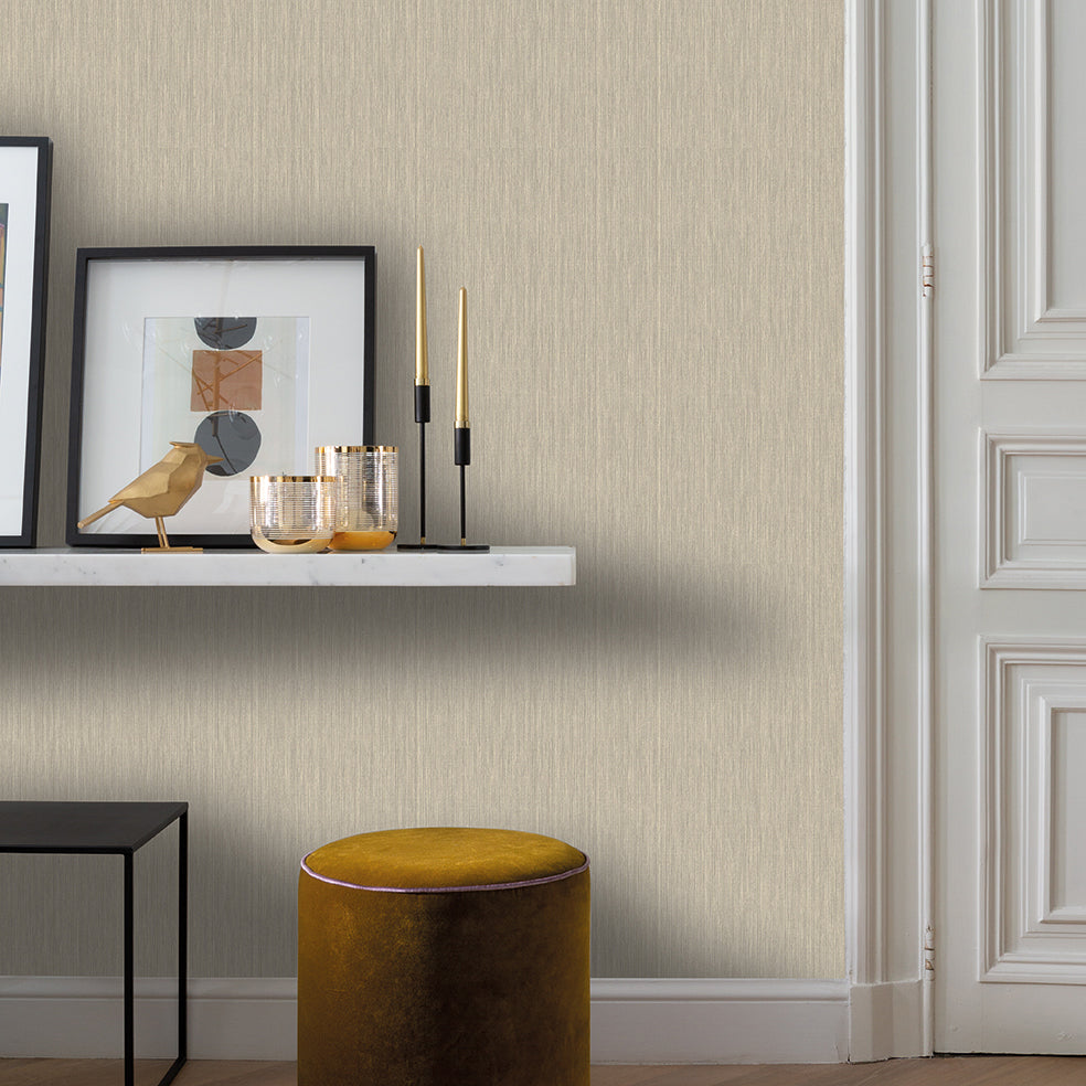 Veer Decor Rafia Grasscloth Cream Wallpaper showing faux raffia texture in soft cream tones, ideal for neutral, coastal, or organic modern interiors.