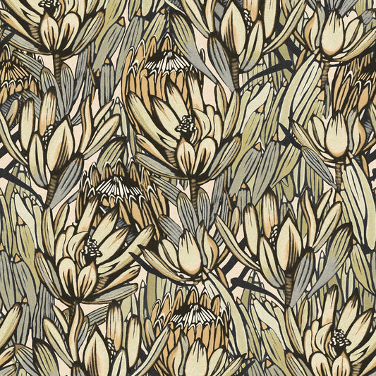 Veer Decor Copacabana Cream and Grey Wallpaper Floral Transitional Cream  Wallpaper - 8251-AD1