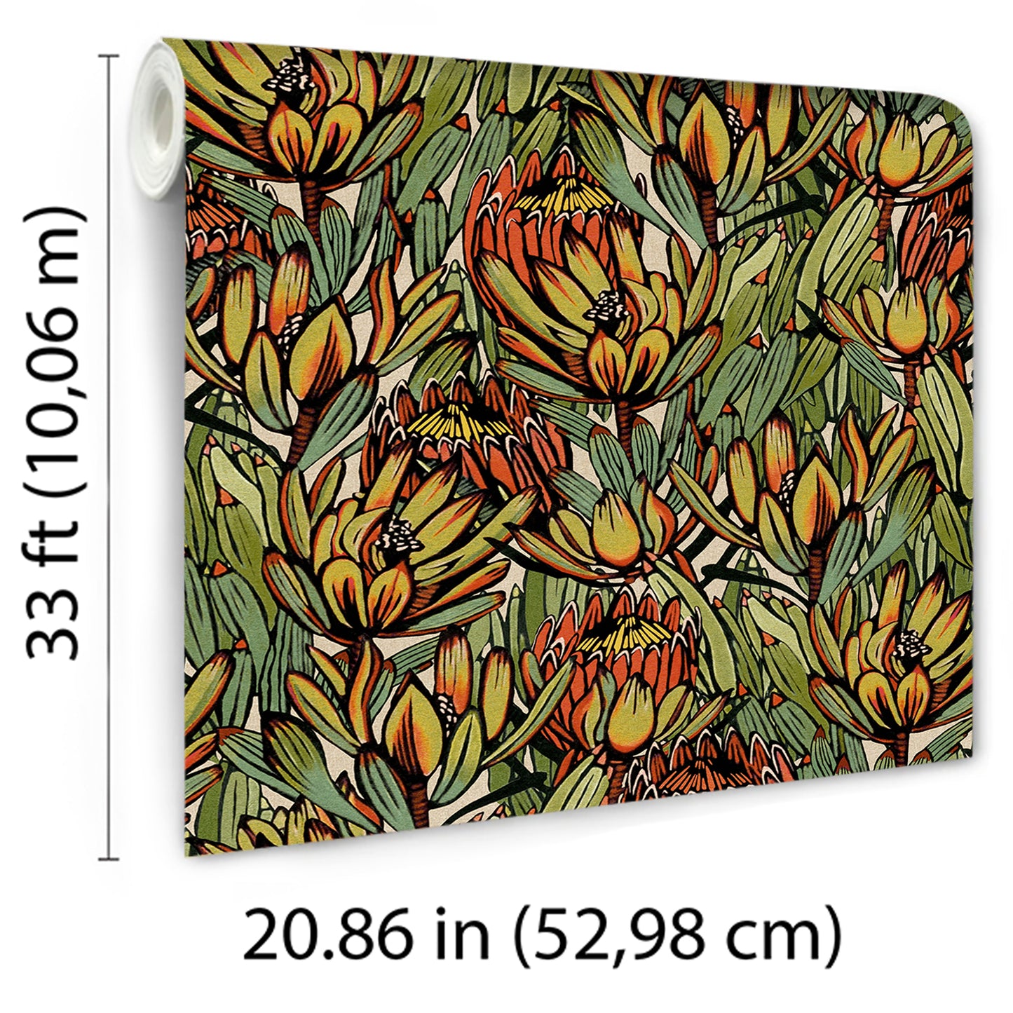 Veer Decor Copacabana Green and Orange Wallpaper Floral Transitional Orange  Wallpaper - 8251-AD3