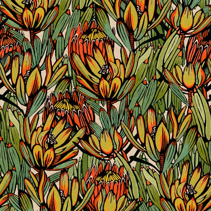 Veer Decor Copacabana Green and Orange Wallpaper Floral Transitional Orange  Wallpaper - 8251-AD3