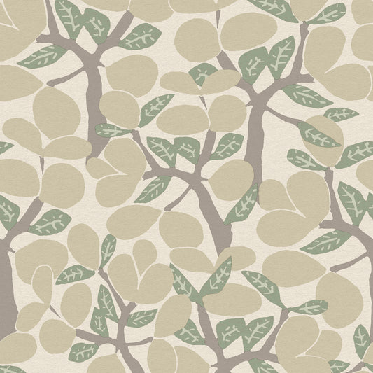 Veer Decor Janneiro Botanica White and Cream Wallpaper Nature Mid Century, Transitional, Contemporary Cream  Wallpaper - 8251-AF1