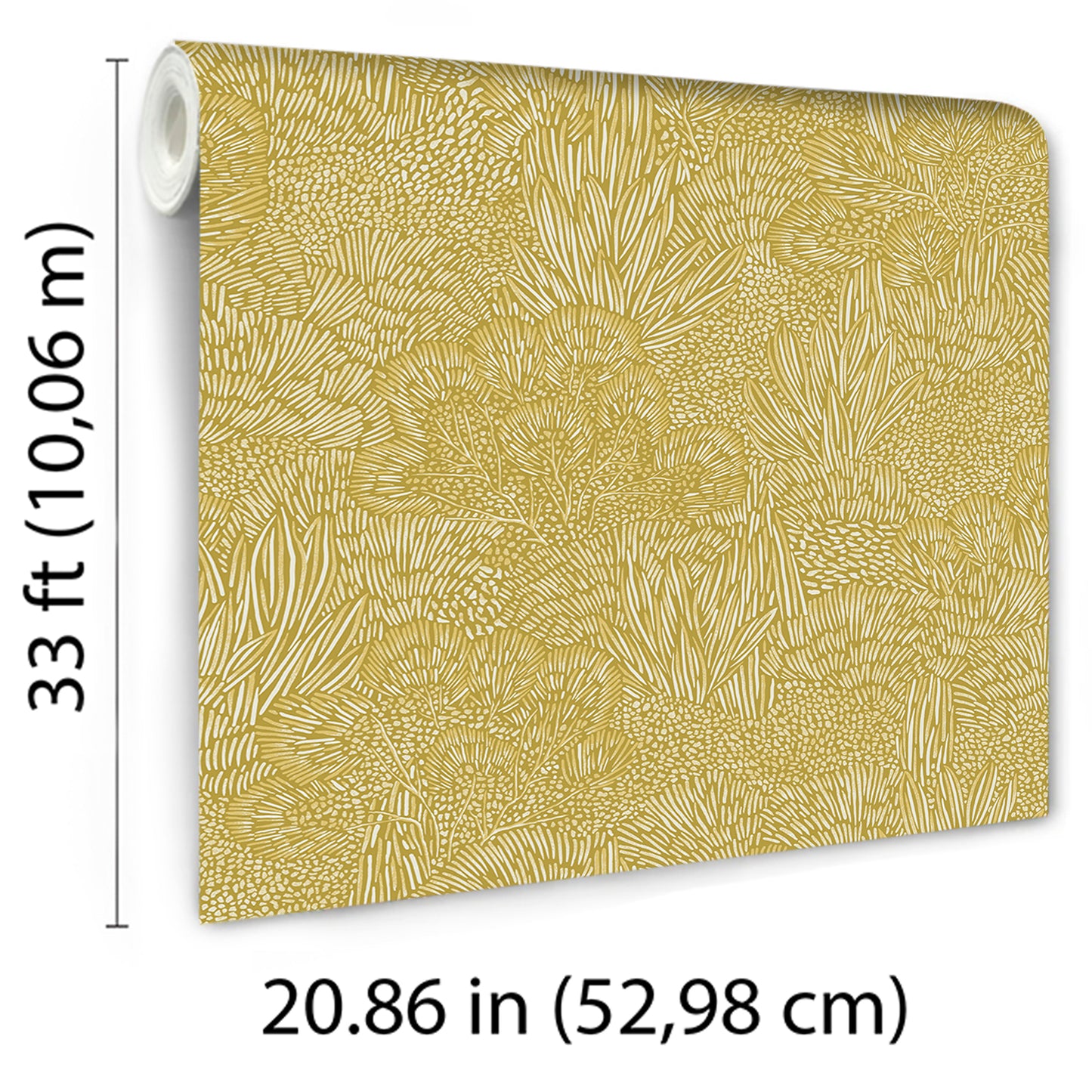 Veer Decor Samba Botanica Citron Wallpaper Floral Mid Century, Transitional, Contemporary, Traditional Yellow  Wallpaper - 8251-AG2