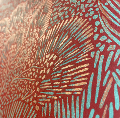 Veer Decor Samba Botanica Red and Blue Wallpaper Floral Mid Century, Transitional, Contemporary, Traditional Red  Wallpaper - 8251-AG3