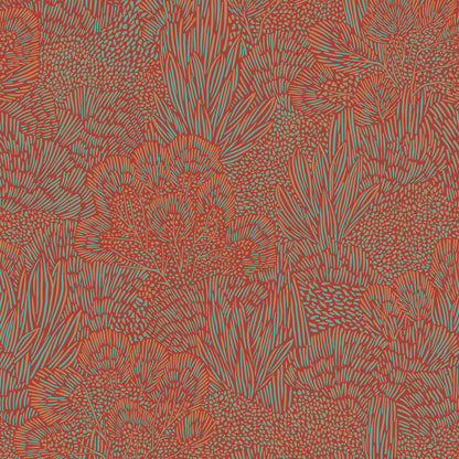 Veer Decor Samba Botanica Red and Blue Wallpaper Floral Mid Century, Transitional, Contemporary, Traditional Red  Wallpaper - 8251-AG3