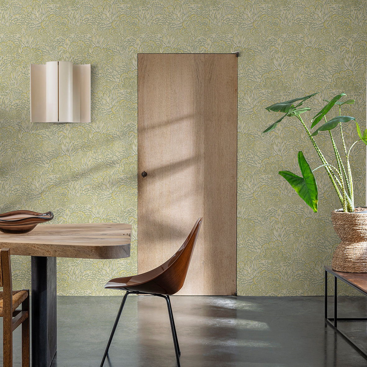 Veer Decor Samba Botanica Green and Gold Wallpaper Floral Mid Century, Transitional, Contemporary, Traditional Green  Wallpaper - 8251-AG4
