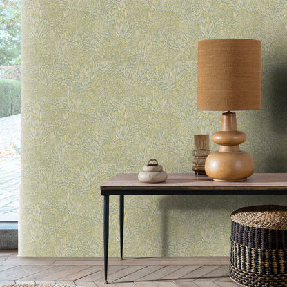 Veer Decor Samba Botanica Green and Gold Wallpaper Floral Mid Century, Transitional, Contemporary, Traditional Green  Wallpaper - 8251-AG4