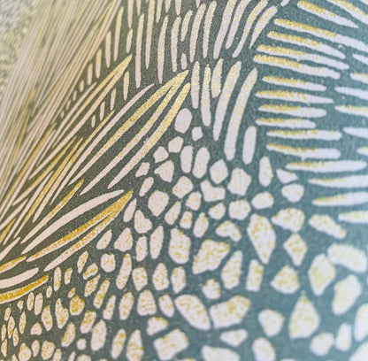 Veer Decor Samba Botanica Green and Gold Wallpaper Floral Mid Century, Transitional, Contemporary, Traditional Green  Wallpaper - 8251-AG4