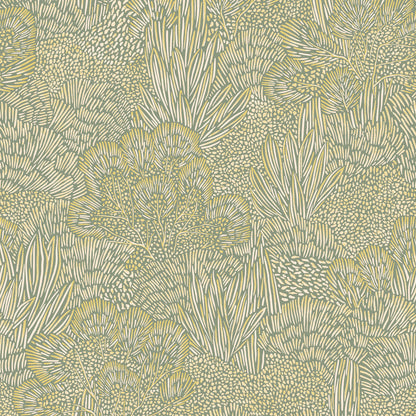 Veer Decor Samba Botanica Green and Gold Wallpaper Floral Mid Century, Transitional, Contemporary, Traditional Green  Wallpaper - 8251-AG4