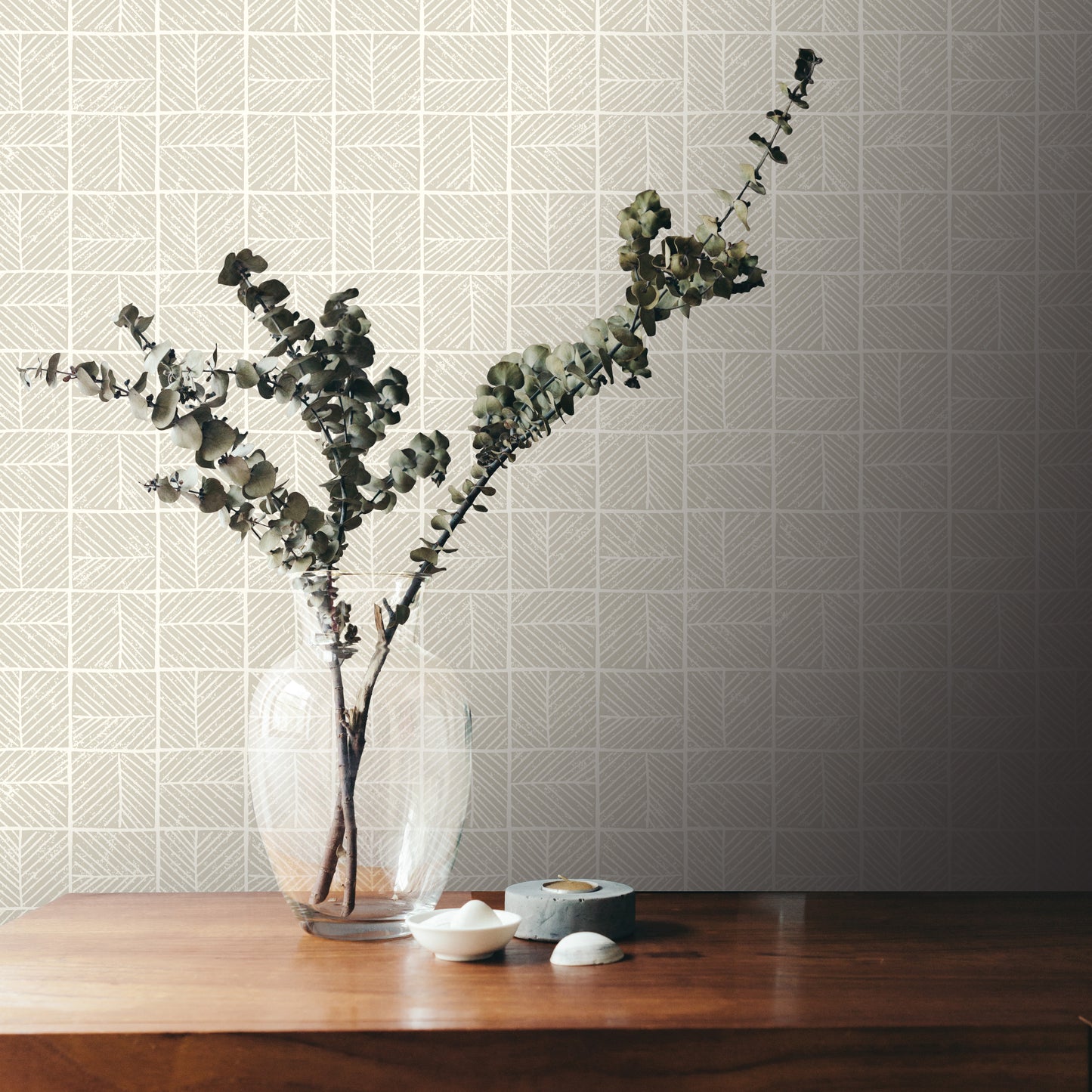 Veer Decor Carimbo Mosaic White Wallpaper Abstract Contemporary, Modern, Art Deco, Mid-Century White  Wallpaper - 8251-AI1