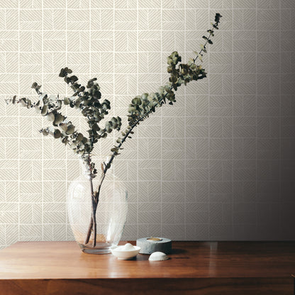 Veer Decor Carimbo Mosaic White Wallpaper Abstract Contemporary, Modern, Art Deco, Mid-Century White  Wallpaper - 8251-AI1