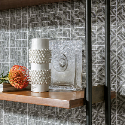 Veer Decor Carimbo Mosaic Grey Wallpaper Abstract Contemporary, Modern, Art Deco, Mid-Century Gray  Wallpaper - 8251-AI3