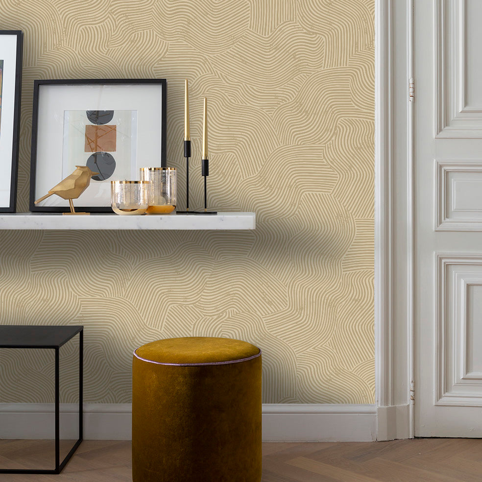 Veer Decor Bahia Dunes Beige Wallpaper Abstract Mid-Century, Art Deco, Contemporary, Modern Beige  Wallpaper - 8251-AJ1