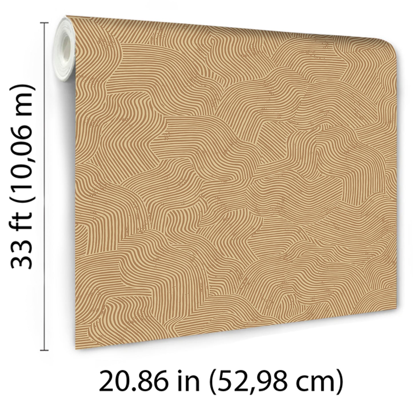 Veer Decor Bahia Dunes Camel Wallpaper Abstract Mid-Century, Art Deco, Contemporary, Modern Orange  Wallpaper - 8251-AJ2